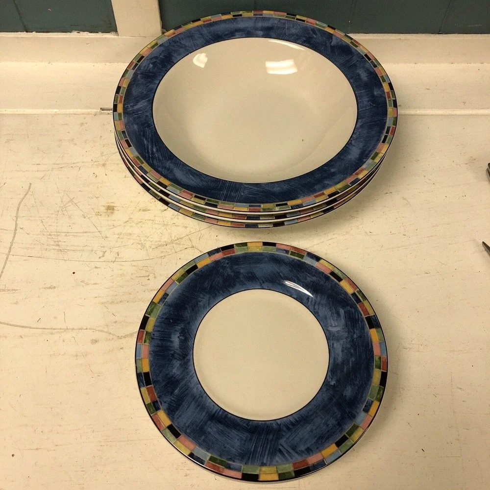 6 Pc PTS INTERNATIONAL INTERIORS FANTASIA Stoneware 3 Soup Bowl + 3 Dessert‎